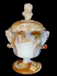 Caramel Slag End O' Days Lidded Urn By Imperial Glass