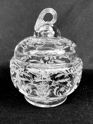 Vintage Elegant Etched Figural Gourd Like Candy Dish W/ Lid