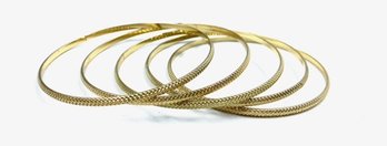 Set Of 5 Goldtone Textured Bangle Bracelets
