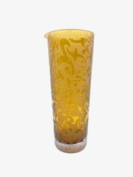 Deep Amber Beak-lipped Cocktail Mixer/pitcher W/ Scrolling Frosted Detail