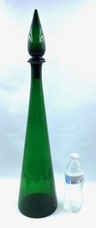 Huge Hand-blown Signed Empoli Style Mid Century Genie Bottle Decanter W/ Stopper