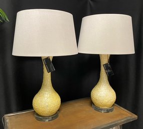 Pair Of Drexel Heritage Mother Of Pearl Shell Table Lamps W/ Shades From Home Goods