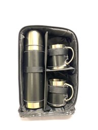 Coffee, Tea, Hot Toddy To Go! Leather-wrapped Stainless Travel Set