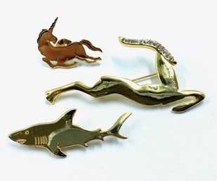 A Gazelle, A Shark, And A Unicorn Walk Into A Bar - 3 Brooches