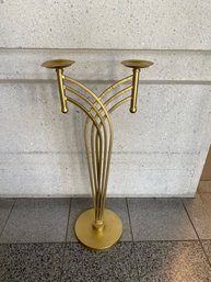 Gold-painted Metal Floor Stand Candle Holder