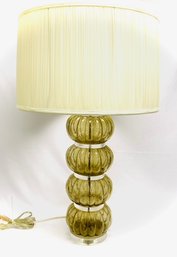 Modern Hand-blown Bubble Glass & Clear Lucite Stacked Table Lamp