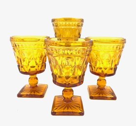 Set Of 4 Vintage Amber Park Lane Goblets