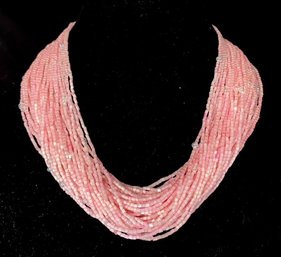 Amazing Pink Murano Glass Bead Multistrand Necklace