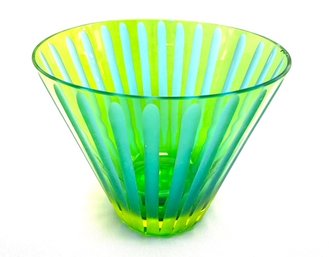 Fabulous Electric Green Acid Etched Vertical Striped Ice Bucket