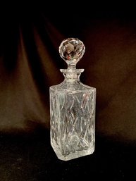 Stately Weighted Cut Crystal Squared Decanter W/ Stopper