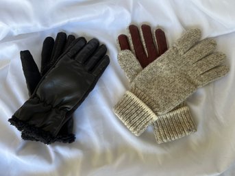 Two Pairs Ladies Gloves, One By Lands End