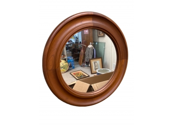 Round Wood Framed Mirror