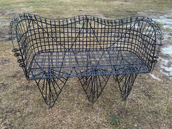 Unusual Wrought Metal 54x20x34 Love Seat Garden Porch Bench