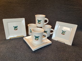 Set Of  Tea Plates & Mugs, Tea & Crumpets Or Just Coffee With A Friend Made By Jessie Hartland For Fishs Eddy
