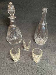 Brier Let Hill Crystal Vase, Baccart France Decanter And The Shot Glasses