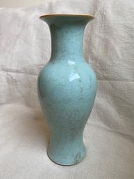 Lovely Sea Foam Green Ceramic Vase States Chinese 19th Century See Bottom Sticker 5x11.5in Clean And Chip Free