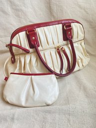M Z Wallace New York Leather Handbag And Clutch Purse 14x7x16 Funky Tye Dye Like Inside Storage Bag Well Cared