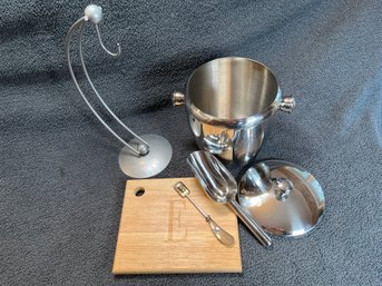 Cheese Board And Knife, Ice Bucket With Ice Scoop.