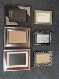 Set Of Six Photo Picture Frames Metal And Wood, Various Sizes