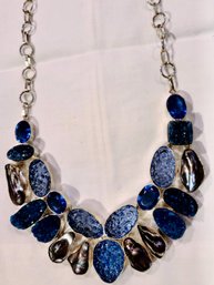 There Is Divine Inspiration With This Druzy, Pearl And Blue Moldavite Necklace