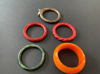 Five. Bracelets. Of Various Materials