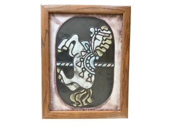 Carousel Horse Stained Glass Framed Wall Hanging