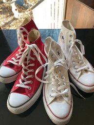 Converse Sneakers Red And White Hightops