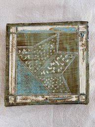 Ceramic Quilt Square, Soda Fired Clay, Sign By Artist Joan Rooks,  9x9x1in