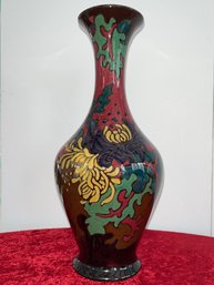 Signed And Numbered 581 By Artist Chzabeth Sauda Holland Hand Made Ceramic Vase, 12.5x6in