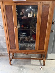 Lovely Two Toned Solid Wood Antique China Cabinet