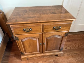 Ethan Allen Solid Wood Nightstand, Two Drawer And Cabinet Nightstand, 26x16x28in