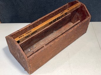 Great Sturdy Homemade Wooden Tool Box With Koho Hockey Stick Handle, 22x9x9in