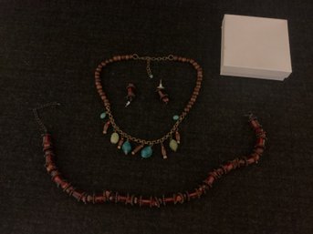 Three Piece Vintage Set,with Earrings And Two Necklaces In Box