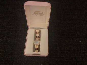 Faberge Wrist Watch In The Box, With Lots Of Bling ,all Stones Are There, Needs Battery