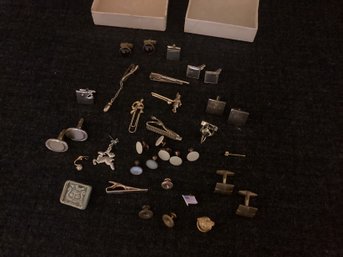 Large Lot Of Vintage Cufflinks And Tie Clips ,and Pins,( Some Signed)