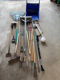 Lawn Yard Garden Tools Leaf Rake, Pitchfork, Post Hole Digger, Metal Hand Saw & More. Check Out The Pictures.