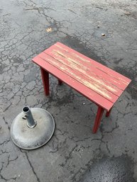 Small Red Bench And Umbrella Stand 25.5x11.5x18