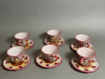 Handpainted Italian Tea Cups & Saucers