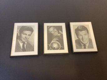 3 Vintage Photo Prints Of Movie Stars Framed Under Glass, , Rock Hudson, Errol Flynn, Etc.