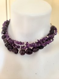 Amethyst Double Strand Necklace High Quality Stones And Sterling Clasp.