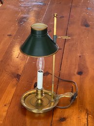 Solid Brass Base Candle Holder Style Lamp 6x14 Adjustable Shade Desk Bed Side Light