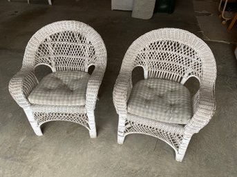 Pair Real Wicker Chairs 29x34x25 Enclosed Porch Garage Stored Sturdy