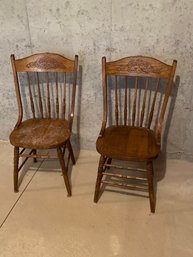 Pair Oak Dining Chair 16x36x18