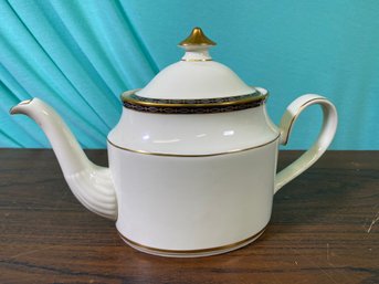 Tea Pot Minton 11x7x4 St James England Ivory Cobalt Gold Trim Perfect Chip Free