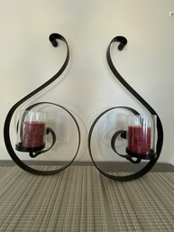 2 Metal Decorative Wall Candle Holders