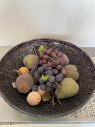 Stain Glass Bowl With Faux Fruit