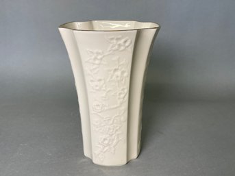 A Vintage Lenox Porcelain Vase With Gold Rim
