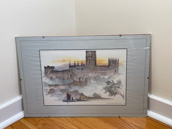 Stunning Durham Castle Cathedral Lithograph Print