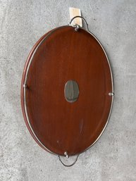 Oval Wood Gallery Tray With Slver Handles