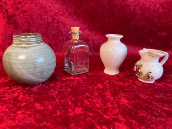 Ceramics And Glass Four Small Containers